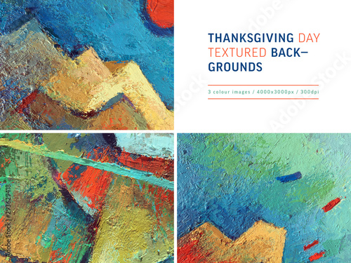 Wallpaper Mural Thanksgiving background. Hand drawn style with abstract painting textures, bright colors. Thanksgiving banner design for fabric prints, flyers, banners, invitations, special offer. Autumn sale. Torontodigital.ca
