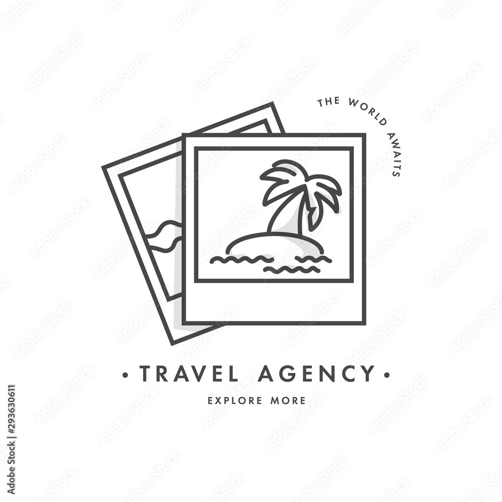 Vector design colorful template logo or emblem - travel agency and different types of tourism. Concep travel icon. Logos in trendy linear style isolated on white background.