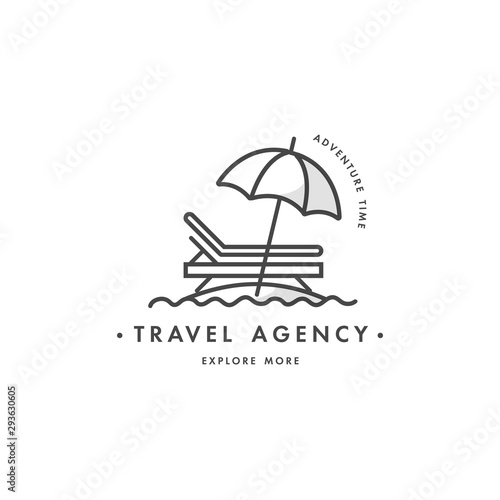 Vector design colorful template logo or emblem - travel agency and different types of tourism. Concep travel icon. Logos in trendy linear style isolated on white background.