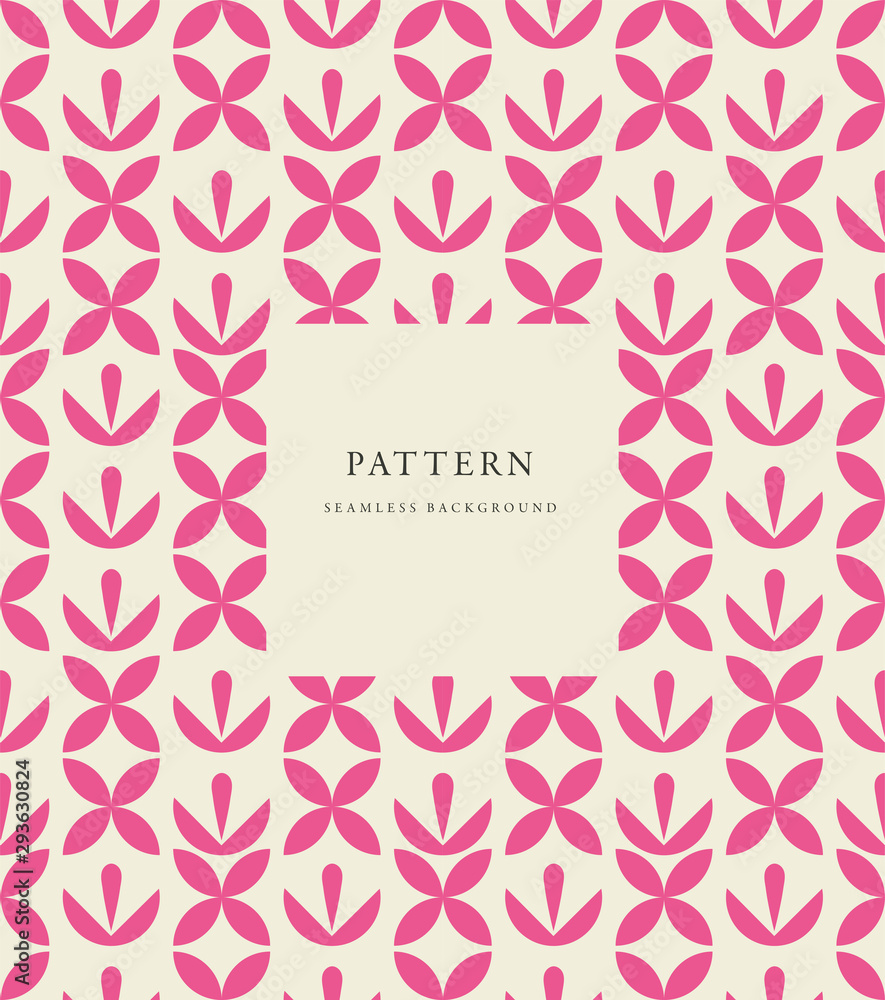Vector seamless geometric design patten with label template design. Pattern or background for wrapping paper or package and beauty salons. Simply ornament.