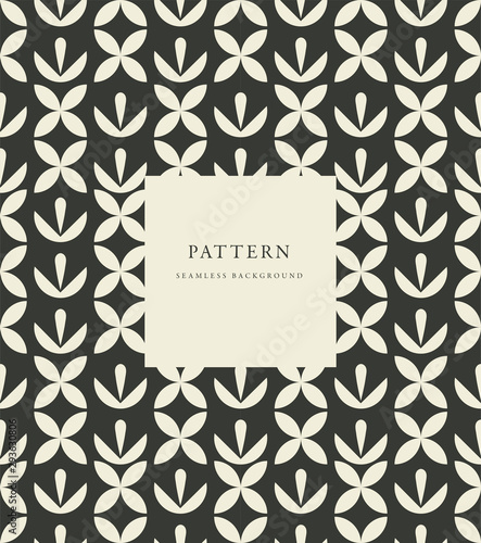 Vector seamless geometric design patten with label template design. Pattern or background for wrapping paper or package and beauty salons. Simply ornament.
