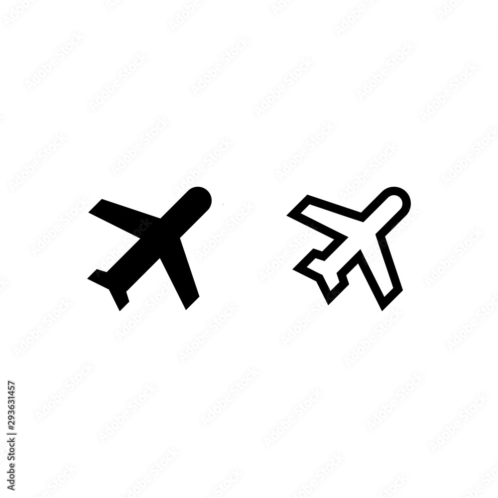Plane icon vector, solid and outline illustration, isolated on white background Plane icon vector, solid and outline illustration, isolated on white background