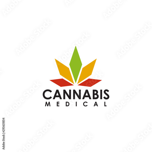 Cannabis leaf logo design vector template