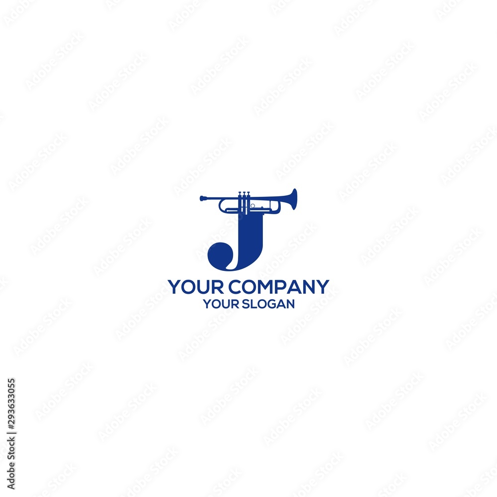Fototapeta premium J trumpet music logo design vector