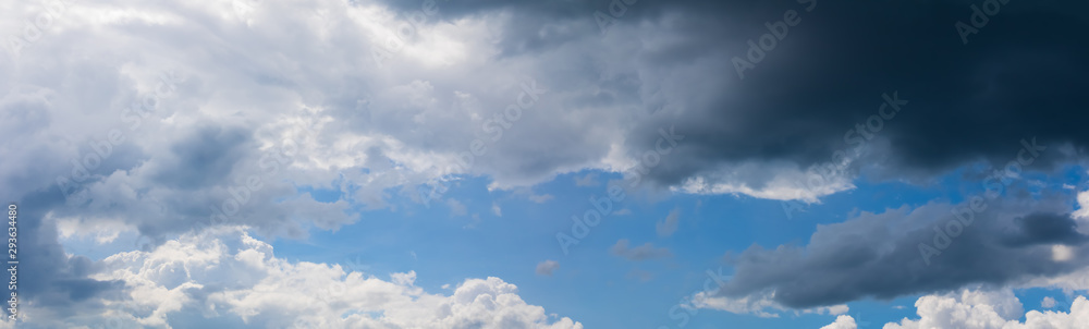 panoramic blue sky and cloud in summertime beautiful background