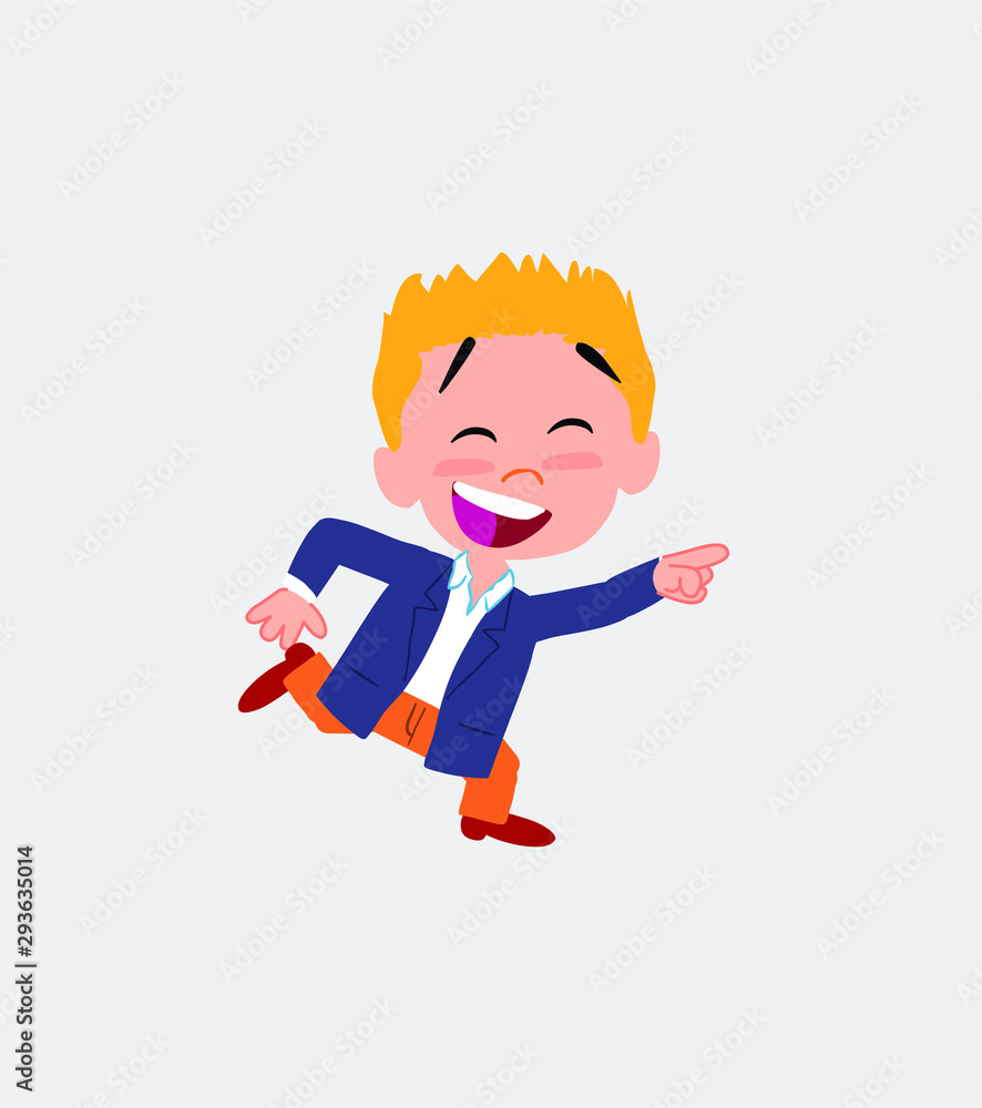 Businessman in casual style running smiling. Businessman in casual style running smiling.