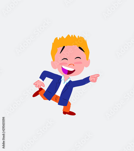 Businessman in casual style running smiling.