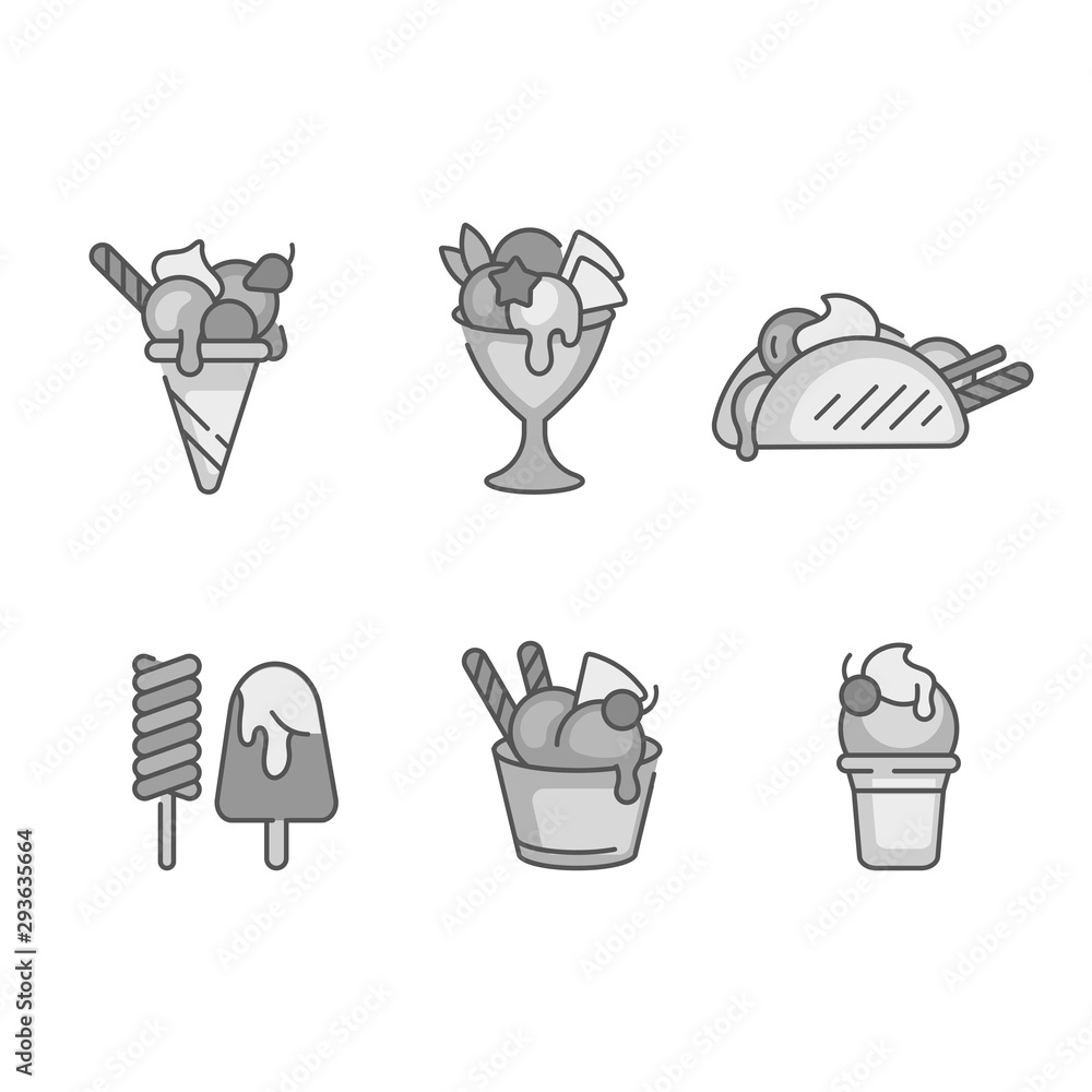 Vector set design colorful templates logo and emblems - ice cream and ...