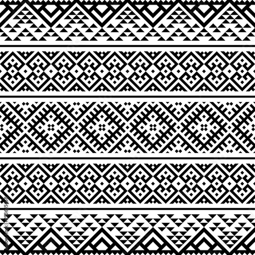 Ikat ethnic pattern vector black white color. Tribal Pattern. Aztec design boho rug, fabric, blanket and backdrop.