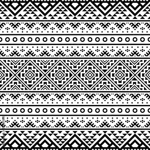 Ikat ethnic pattern vector black white color. Tribal Pattern. Aztec design boho rug, fabric, blanket and backdrop.