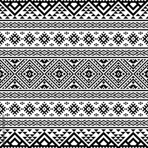 Ikat ethnic pattern vector black white color. Tribal Pattern. Aztec design boho rug, fabric, blanket and backdrop.