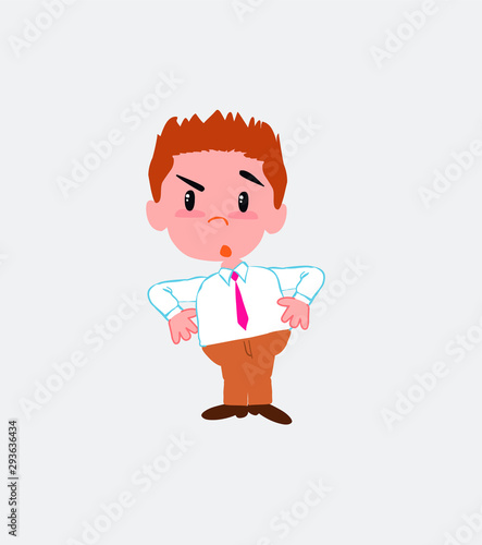 Businessman in casual style with an expression of unpleasant surprise.