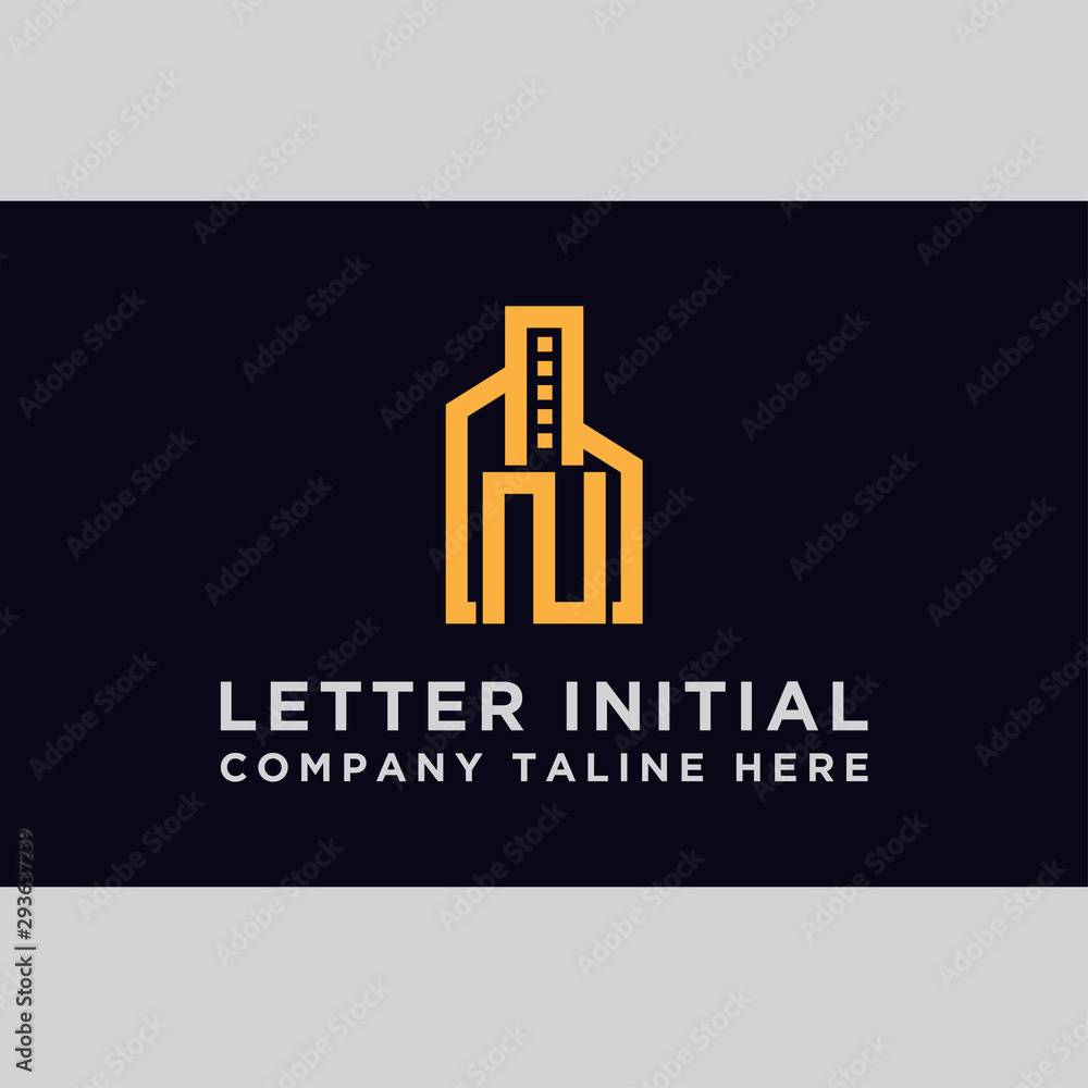 Initial concept of the N logo with a building template vector for construction.