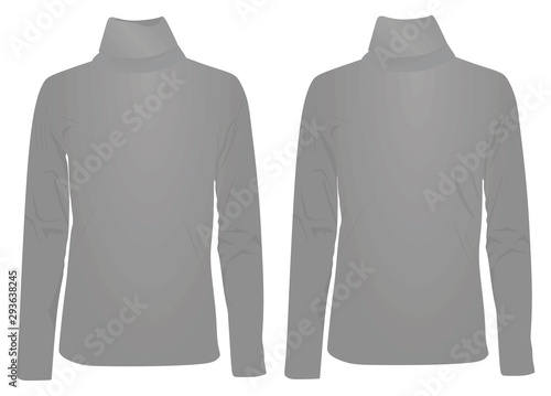 Grey high neck long sleeve t shirt. vector illustration