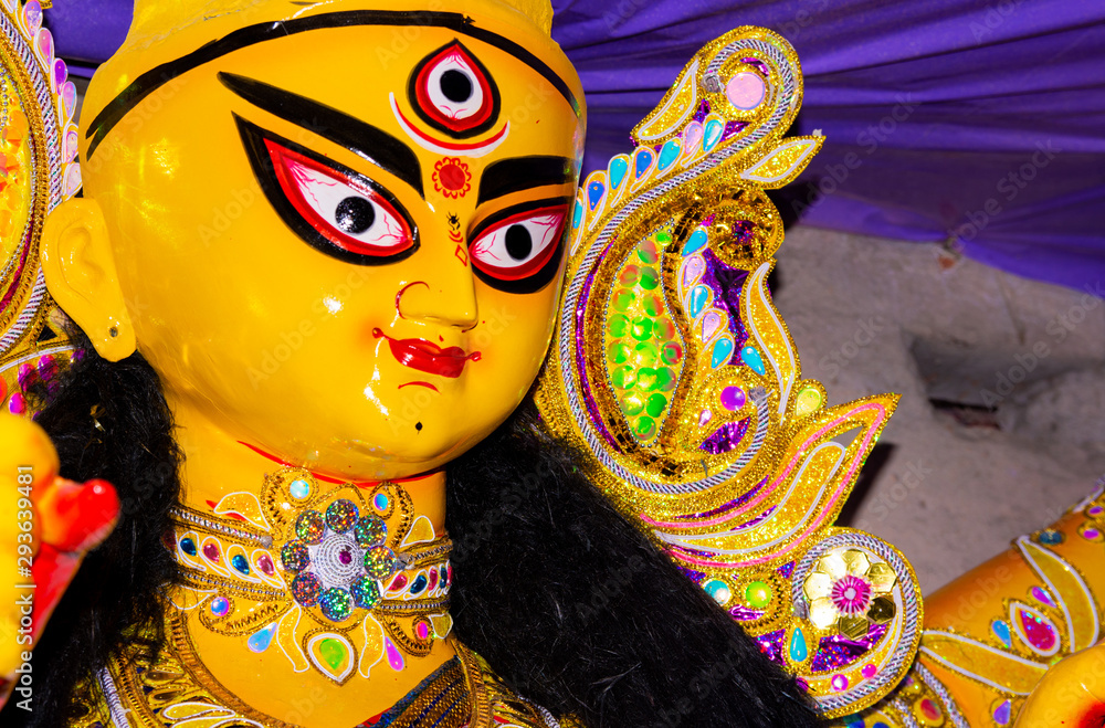 Beautiful colored Idol of Hindu Goddess Durga during Bengal's Durga Puja festival