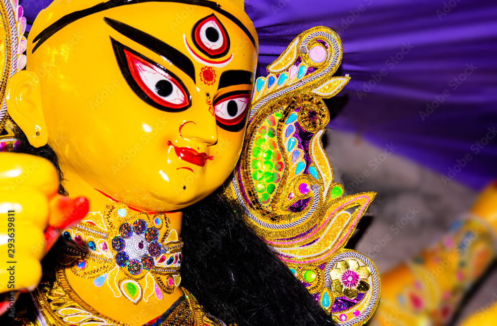 Beautiful colored Idol of Hindu Goddess Durga during Bengal's Durga Puja festival