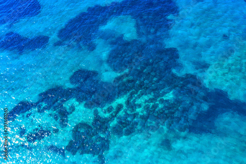 Beautiful sea view, shot by drones. Coral reef Aerial view