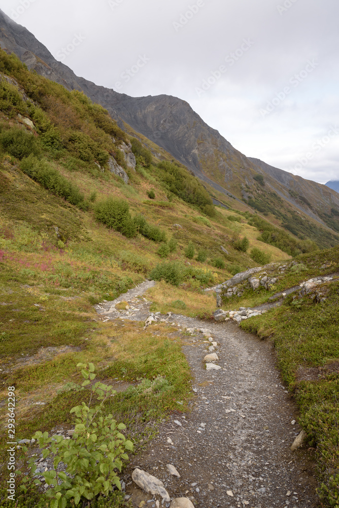 Trail at Exit Glacier, Harding Ice field, Kenai Fjords National Park, Seward, Alaska, United States Trail at Exit Glacier, Harding Ice field, Kenai Fjords National Park, Seward, Alaska, United States