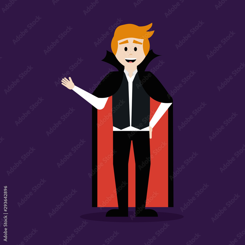 young man disguised of vampire vector illustration design