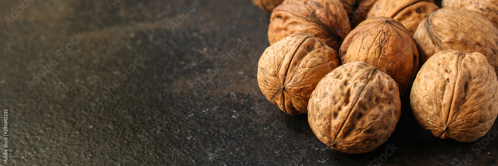 Walnuts, tasty and healthy (Kernels, whole nuts) menu concept. food background. copy space. Top view Walnuts, tasty and healthy (Kernels, whole nuts) menu concept. food background. copy space. Top view