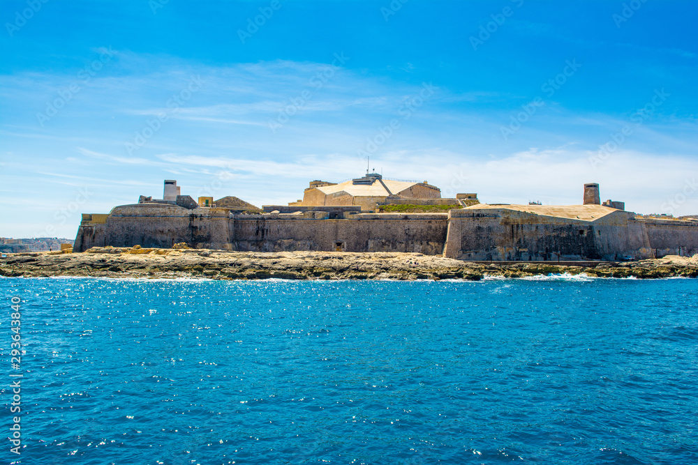 Naklejka premium Landscape with old Fort Saint Elmo, Valletta, Malta
