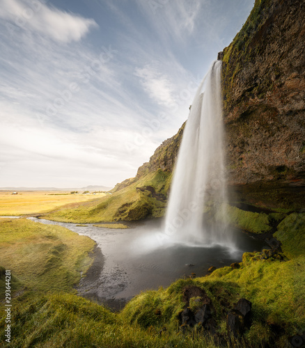 Fototapeta Naklejka Na Ścianę i Meble -   Seljalandsfoss Waterfall on a Sunny Day in Iceland