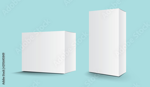 White package box vector, package design, 3d box, product design, realistic packaging for cosmetic or medical, paper boxes.