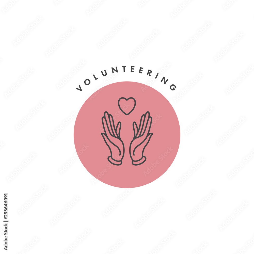Vector logo, badge and icon for charity and volunteer concepts. Philanthropic organization sign design. Symbol of volunteer organizations. Vector logo, badge and icon for charity and volunteer concepts. Philanthropic organization sign design. Symbol of volunteer organizations.