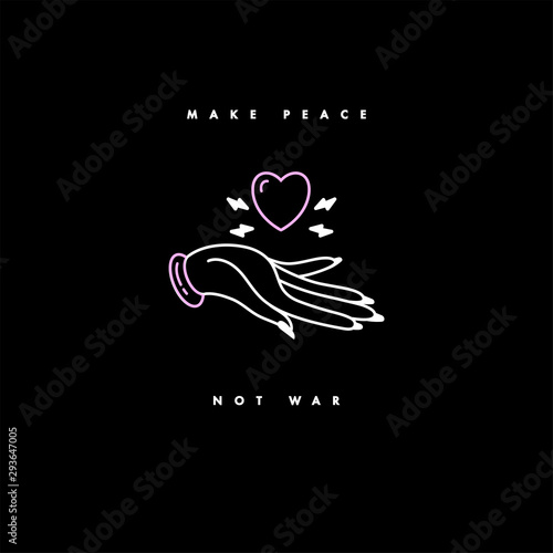 Vector illustration heart with woman hand. Stickers, print, patches old school style. Motivation slogan and inspirational quote.