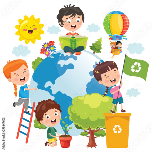 Children Having Fun With Earth