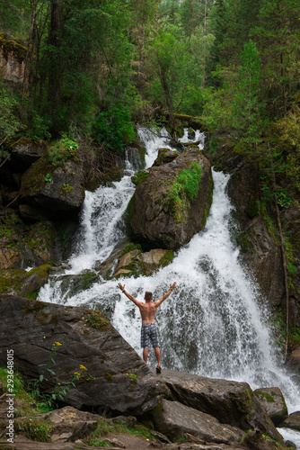 Waterfall in Altai Mountain...