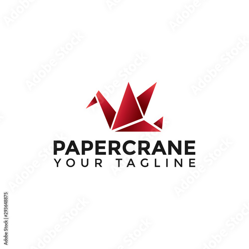 Modern Paper crane Logo Design Template