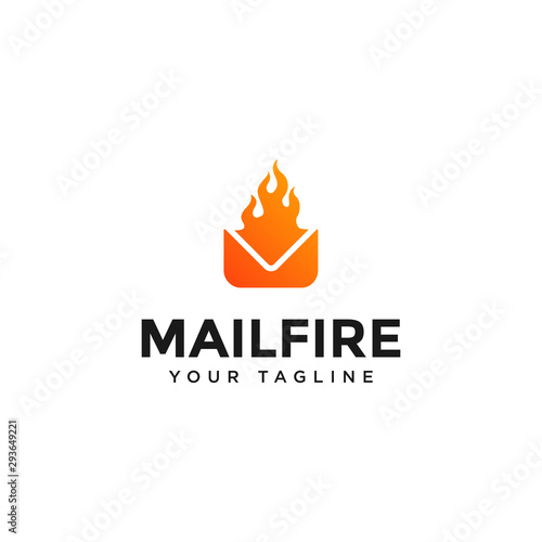 Modern Mail and Fire Logo Design Template