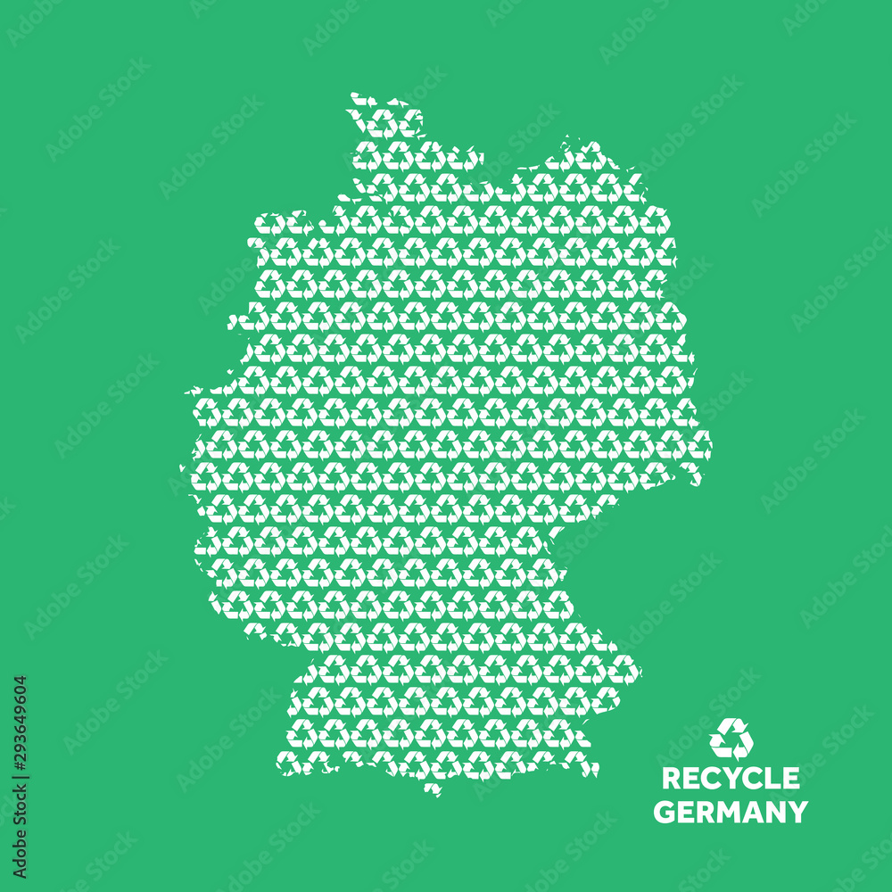 Germany map made from recycling symbol. Environmental concept