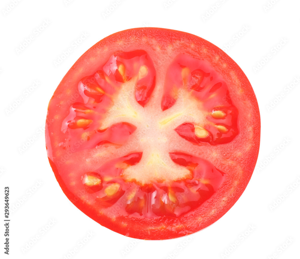 slices of tomato isolated on a white background top view slices of tomato isolated on a white background top view