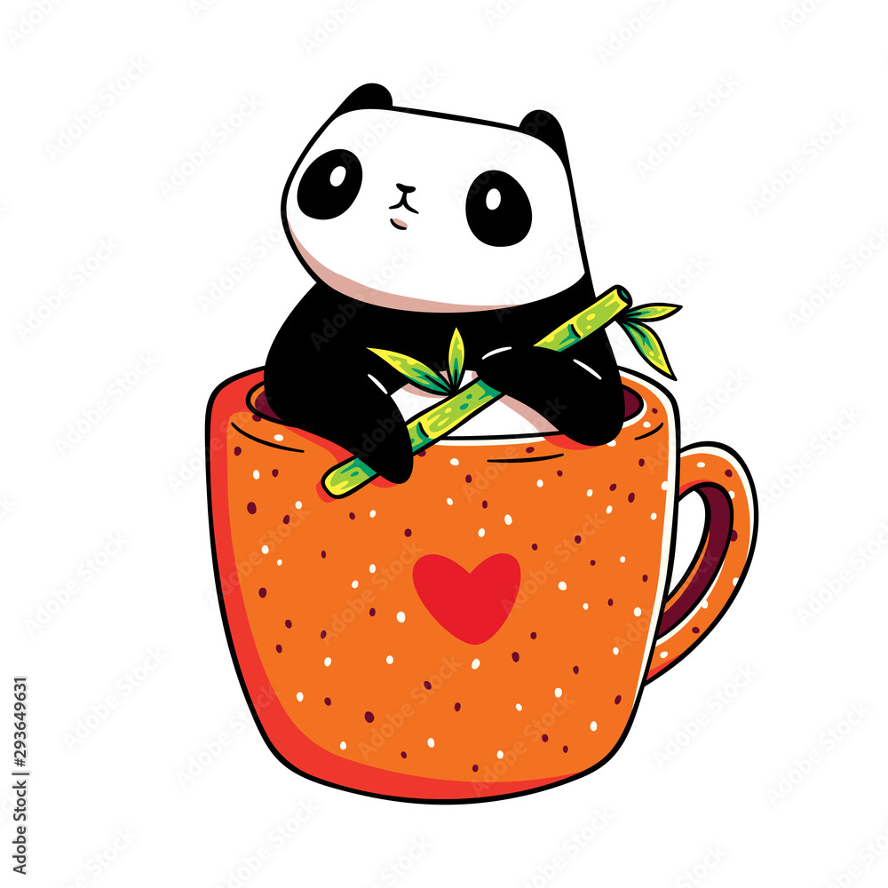 Kawaii Cute Panda With Heart Art Print