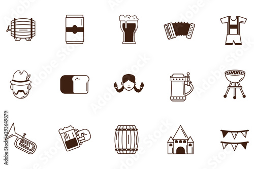 bundle of oktoberfest celebration set icons