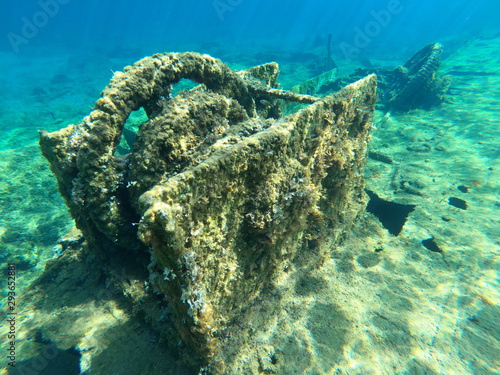 World War II sunken warship near Falassarna Ancient City in Crete island, Greece