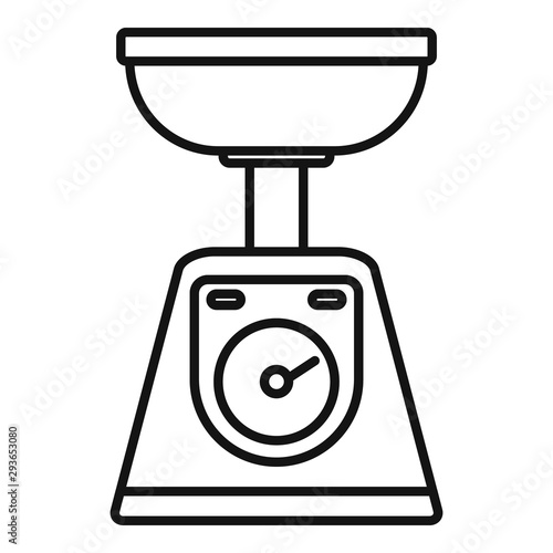 Measure kitchen scales icon. Outline measure kitchen scales vector icon for web design isolated on white background