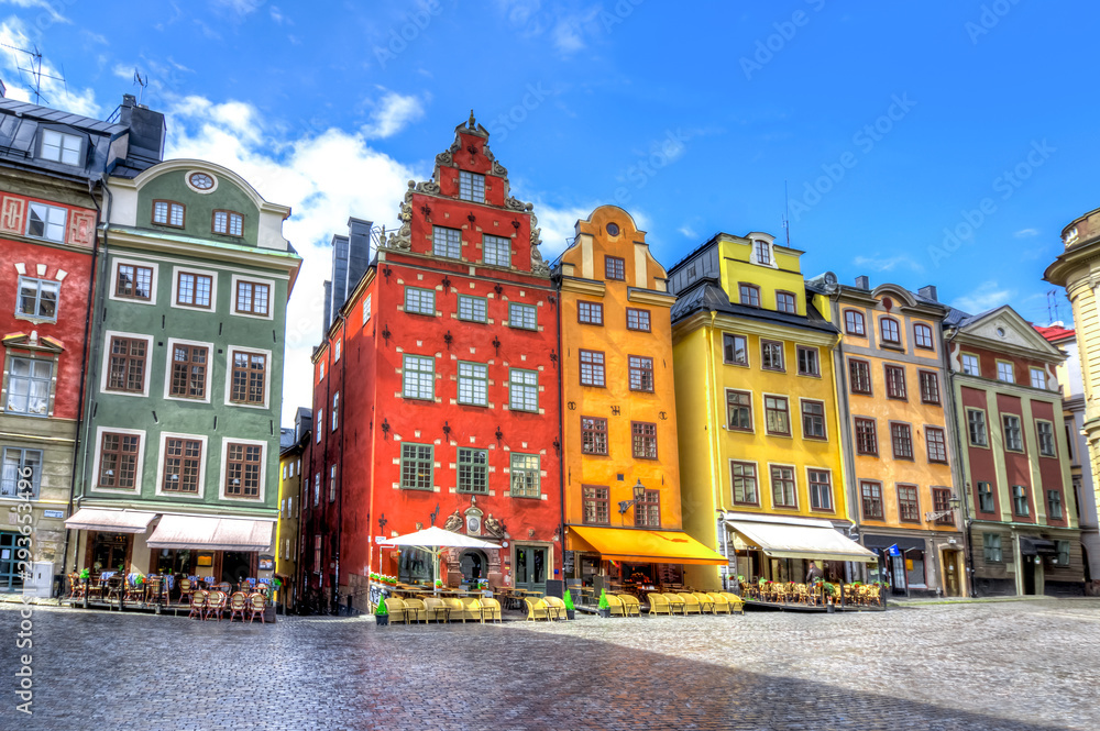 Stortorget square in Stockholm old town, Sweden - obrazy, fototapety, plakaty 