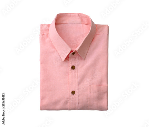 Men pink shirt isolated on a white background, Top view with clipping path © StepPro