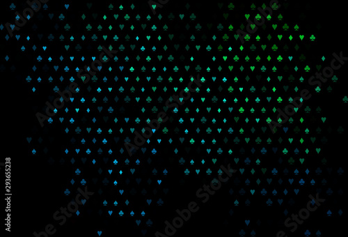 Dark Blue, Green vector cover with symbols of gamble.