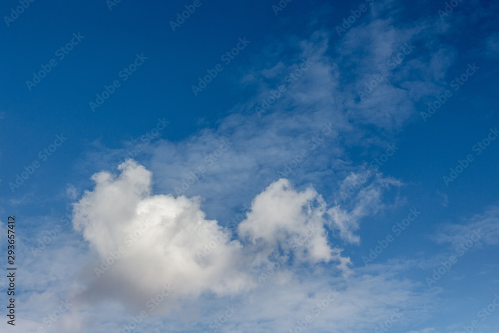 White curly clouds of various shapes in the blue sky_
