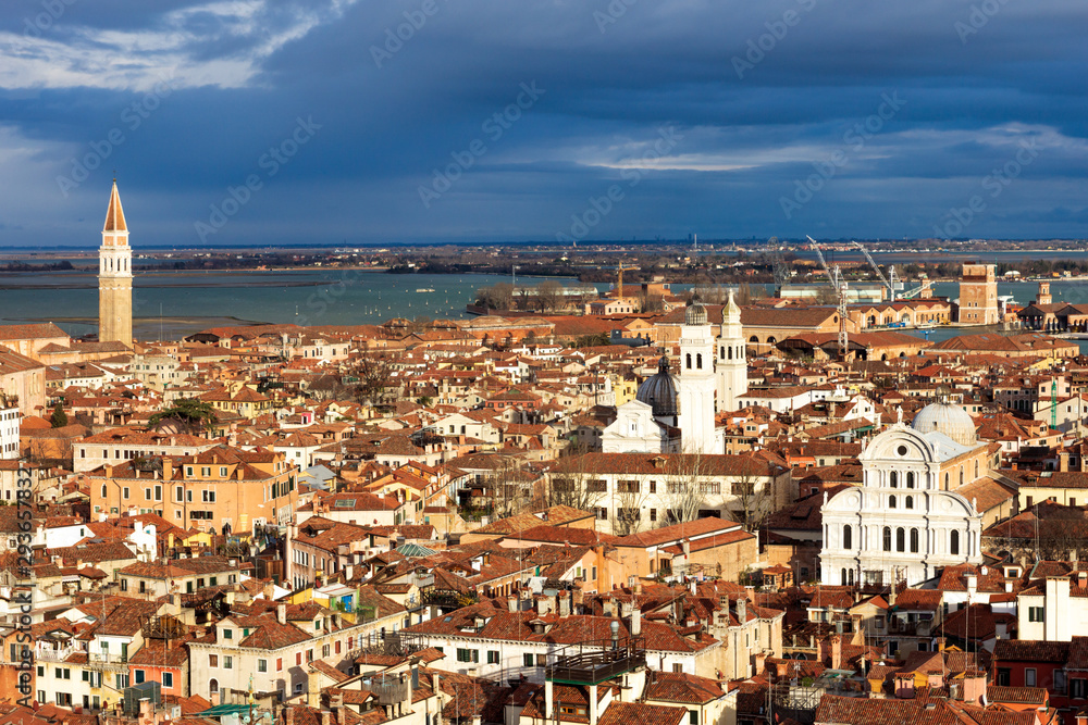 View over the city of Venice in Italy.
