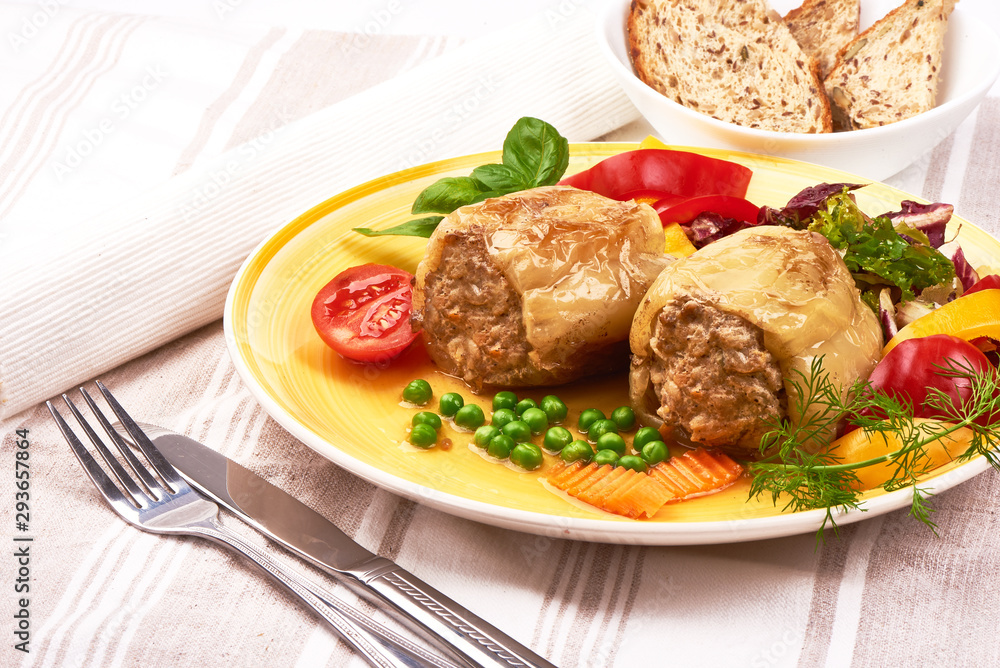 Stuffed bell peppers with minced meat, restaurant food Stuffed bell peppers with minced meat, restaurant food