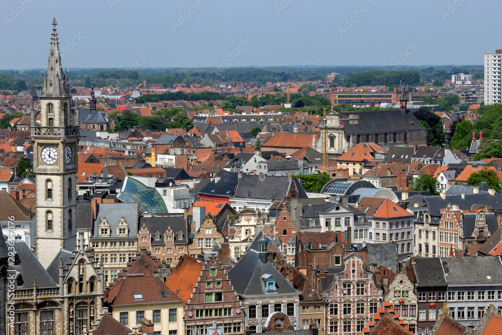 View on the historical center of Gent with it's gabled houses.