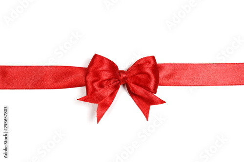 Red satin gift bow isolated on white