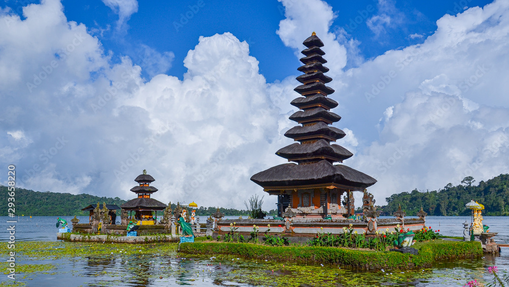 religious temple on a lake in the mountains of Indonesia religious temple on a lake in the mountains of Indonesia