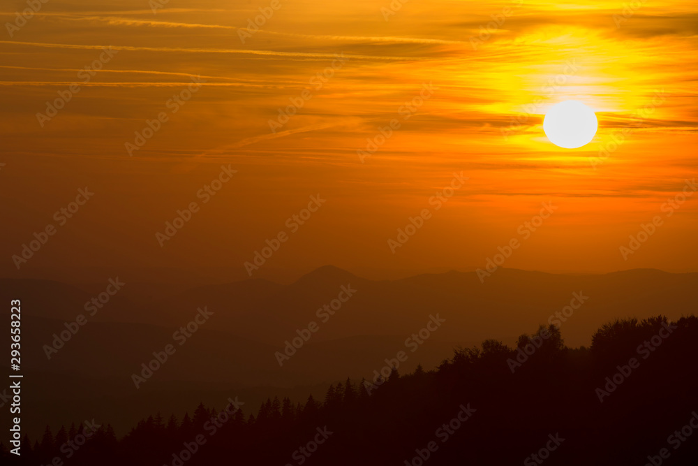beautiful sunset over the mountain in summer time beautiful sunset over the mountain in summer time