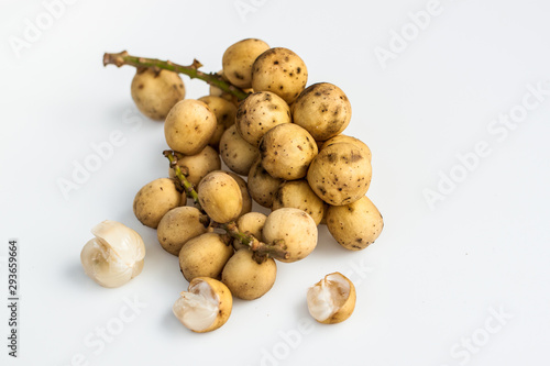 Asia fruit langsad in the line longong fruit are tasty good, Yellow fruit on white background  photo